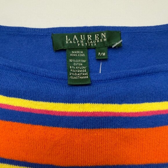 NWT Lauren Ralph Lauren Women's Striped Multicolor Tank Top SZ Petite Medium - Picture 2 of 6